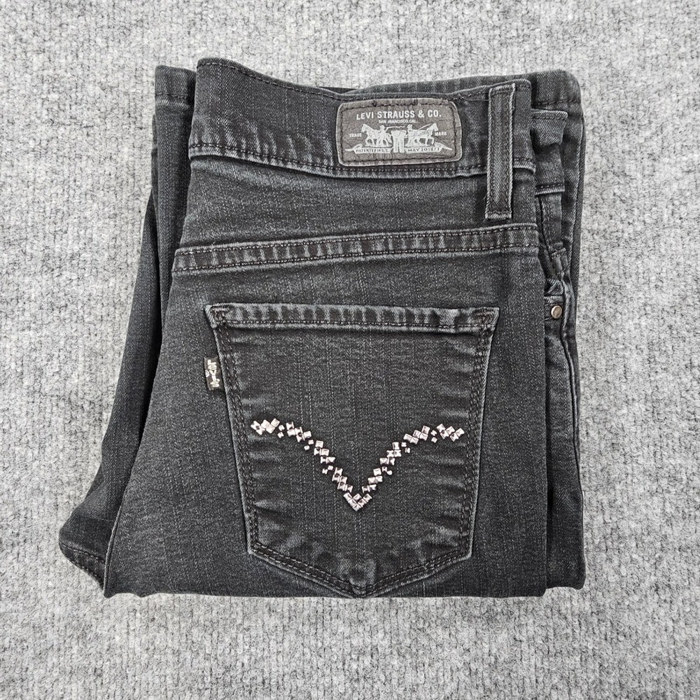 Levi's 512 Perfectly Slimming Bootcut Jeans 2M Black Rhinestone Embellished